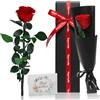 Vlecexs Rosa Stabilizzata, Vera Rosa Eterna Fiore Conservato con Gambo Lungo, Scatola Regalo con Cartolina, Regalo per Donna, Mamma, Compleanno, San Valentino, Anniversario, Festa della Mamma e Natale