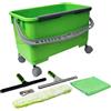 IPC PULEX Kit Pulizia Vetri Professionale Completo: Tergivetro Inox, Secchio 20L con Ruote, Strizzino, Panno Microfibra 35 cm, Vello, Raschietto di Sicurezza - Lavavetri Senza Aloni MADE IN ITALY