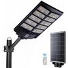 Themishop Lampione LED 1200W con Pannello Solare, Luce Esterno 6500K Ultra Potente, Sensore Crepuscolare e Movimento, Automatico, Telecomando + Staffa, IP66 Impermeabile, Faretto per Giardino, Cortile, Strada