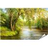 islandburner Poster con albero di salice, riva del fiume, paesaggio, acqua tranquilla, 90 x 60 cm