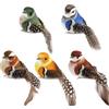 JRYGAC 5 Pezzi Uccelli Finti Artificiali Uccelli Finti Decorativi Schiuma con Clip | Realitistici Piccoli Uccelli Finti con Piume Decorativi per Decorazione Giardino Natale Fai da Te Festa