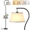 Thalyrnn 170 cm Lampada da terra con mensola, 3 colori, interruttore a pedale | Lampada angolare moderno ad arco, paralume inclinabile 120°, base stabile. per angoli, soggiorno e camera da letto