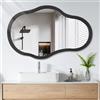 Lzuso Specchio asimmetrico nero per decorazione da parete moderno unico specchio da parete con cornice in legno specchio artistico ondulato decorativo per soggiorno camera da letto bagno ingresso