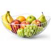 Cecaro Group Cestino in Metallo Ondulato - Disponibile in Bianco e Nero - Porta Frutta, Pane e Portaoggetti per Casa, Ufficio o Dispensa 26x13 cm (Bianco)