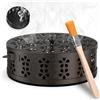 GeeRic Porta Zampirono con Coperchio, GeeRic Porta Bobina per Zanzare con Spazzolino Vassoio per Bobina Zanzare Portatile in Metallo Porta Incenso Appendibile per Casa,Giardino,Campeggio,Viaggi,Outdoor