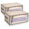 KORAT Set 2 Scatole Organizer Salvaspazio 50 x 40 x 25 cm, Contenitori per Armadio e Sottoletto, Pieghevoli e Impilabili, con Finestra Trasparente e Maniglie, per Vestiti e Biancheria, Colore Casuale