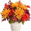 Minnhua 2PCS Fiori Finti Autunnali Mazzi Fiori Finti di Crisantemi Peonie | Fiori Artificiali Realistici, Fiori Autunnali Artificiali, Fiori Finti per Decorazioni, per Tavolo, Matrimonio, Soggiorno