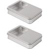 TSKDKIT 2 pcs Contenitori in metallo rettangolari Scatole portaoggetti piccola scatola in metallo organizer portatile per carte da gioco, auricolari, cavi di ricarica, sapone (16 x 11 x 3,5 cm)