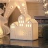 Lights4fun - Casette natalizie illuminate in ceramica | Funzionamento a batteria e con timer | Casette decorative illuminate a LED | Decorazione natalizia per villaggio di Natale | Bianco