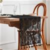 YKAFADE Runner da tavolo in pizzo all'uncinetto, 30 x 180 cm, decorazione bohémien, vintage, colore nero, tessuto a mano, macramè, ricamo floreale, biancheria da tavola con nappe, per cucina, mangiare