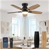 Macchiatto Ventilatore da Soffitto con Luce e Telecomando, 106 cm, 5 Pale, 6 Velocità, 3 Temperature di Colore, Timer, Motore Reversibile, Lampadario con Ventilatore