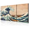 decomonkey Quadri Moderni Soggiorno Katsushika Hokusai, 3 pezzi, 180x90 cm | Tela strutturata su telaio in legno, decorazione per camera da letto e ufficio, grande, onda, kanagawa, Quadro Stampa su Tela