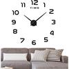 FAS1 Orologio da parete moderno fai da te grande orologio adesivo 3D effetto specchio acrilico orologio da parete casa ufficio decorazione rimovibile per soggiorno - nero (batteria non inclusa)