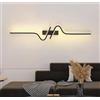SENQIU Lampada da Parete LED, 16W Applique da Parete Interno Moderno Curva, Creativo Lungo Lampada a Muro Interni Nero per Camera da Letto Soggiorno Corridoio Scala, Bianco Caldo 3000K, 60CM