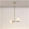 OISE ART STORE Trade Shop - Lampadario A Sospensione Oro con 2 Sfere in Vetro Bianco Opaco Attacco G9 E27 33481 -