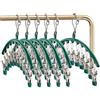 QIUPFGUT Asciugacapelli per calze, biancheria intima, in acciaio inox, struttura di asciugatura antivento, per stendibiancheria, appendiabiti per asciugare gli asciugamani (2 pezzi,10 clip ciascuna)