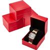 BENECREAT 4 Custodia per Orologio In Pelle PU, Scatola Portagioie per Orologio Singolo Da 10x11x7.2cm con Cuscino Interno Rimovibile per Uomo e Donna, Rosso