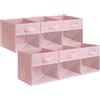 GRANNY SAYS Contenitori a Cubo con Finestra Trasparente, Cubos Almacenaje | Set di 6 Cubi in Tessuto 27x27 cm, Contenitori a Cubo Pieghevoli per Scaffali, Scatole Portaoggetti Rosa