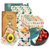 Rusokufo Set 9 Panni Cera D'Api Riutilizzabili Cotone Bio (1L 3M 5S), Alternativa Durevole E Funzionale, Uso per Cucina Frutta E Snack, Facile da Usare, Design Animali, Buon Rapporto qualità Prezzo