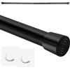 HSLnKAL 1 asta doccia senza trapano, in acciaio inox, asta per tende allungabile, 71-115 cm, multifunzione, asta per tenda da doccia, asta per vestiti, rete per gatti (nero)