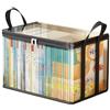 runsion Borsa trasparente con manico, organizer con cerniera per traslochi, libri, CD, DVD, resistente, confezione da 2 (grande e piccola) (nero)