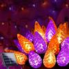 Treer Catena Luminosa Solare Esterno IP64 Impermeabile, Catena Luminosa Solare con LED Fragola, Catena Luci Solari Esterno, Adatta per Festival Feste Giardini (Arancione-Viola,30 Lampadine 6,5 Metri)