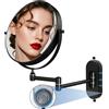 TUSHENGTU Specchio da trucco da parete con ventosa da 20,3 cm, senza foratura, specchio con ingrandimento 1X/10X, braccio oscillante girevole a 360°, montaggio a parete, potente ventosa per bagno e rasatura