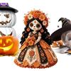 Nuyhgtr Kit di Cucito Bambola Halloween Decorazione Applicazioni Stratificate | Arte di Cucito Halloween Ragazza Teschio Per Appassionati Famiglia Ragazze Feste e Serate di