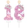 Tinoaly Candele di Compleanno Numero, Rosa Glitter Corona Farfalla Buon Compleanno Paillettes Candela Principessa Topper per Torta Decorazioni per Feste di Matrimonio Anniversario Forniture (18)