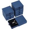 BENECREAT 8 Scatola Portagioie In Cartone, 9x9x3cm Scatole Regalo per Gioielli, Scatole di Cartone con Cassetto per Bracciali, Orecchini e Collane, Blu Scuro