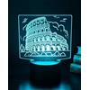 BIRBANN Lampada 3D Illusione Colosseo, Luce Notturna 7 Colori, Regalo Architettura | USB o pile, 4 modalità luminose, comandi tattili, decorazione per camera bambini, regalo originale sorpresa per ragazzo