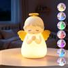 VEEKI Luce notturna a forma di angelo per bambini, ricaricabile, 7 colori | Lampada da comodino dimmerabile per cameretta dei bambini, decorazione per camera da letto, regalo per ragazze e ragazzi