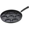 NiuLumea Padella in ghisa con 7 pozzetti per pancake, 20,5 cm, compatibile con piano cottura (gas/elettrico/induzione/forno), include ricetta, nero