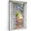 MuchoWow© Stampa di Foto su Tela Quadro Soggiorno Moderno Quadri per | 40x60 cm - Salotto Decorazioni Camera Vista dalla finestra - Ortensia - Fiori