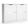 Vicco Scarpiera da ingresso Luca, Bianco, 116 x 77 cm con 2x2 scomparti ribaltabili