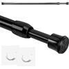 HSLnKAL 1 asta doccia senza trapano, in acciaio inox, asta per tende allungabile, 50 - 90 cm, multifunzione, asta per tenda da doccia, asta per vestiti, rete per gatti (nero)