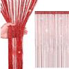 WedDecor Tenda a Fili con Brillantini, Tenda a Frange per Porte e Finestre, Divisorio per Interni e Zanzariera, 90x200 cm, Rosso