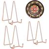 Kruodop Supporti per piatti da 15,2 cm, confezione da 3 espositori, struttura in metallo color oro rosa, supporto per foto, libri, foto, piatti decorativi