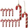 DAHI 12 Pezzi Decorazioni per Albero di Natale, Bastoncini di Zucchero Natalizi, da Appendere, Plastica Candy Cane Decorazioni Albero di Natale (Rosso-oro B)