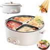 Generic Pentola elettrica da 2000 W, fornello multifunzione da 6 litri con 4 scomparti, controllo della temperatura indipendente per cucinare in casa e in dormitorio