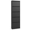 Arreditaly Scarpiera Slim In Metallo 5 Ante A Ribalta Ultra Sottile Salvaspazio Mobile Portascarpe Moderno Ingresso Camera Corridoio 172 x 50 x 15 Cm (Nero)