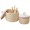 KUIZHEN Cesto portaoggetti rotondo in corda di cotone con coperchio, 2 pezzi, 17/20 cm, cesto intrecciato con coperchio, per soggiorno e bagno