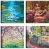 LuxHomeDecor Set di 4 quadri 30x30 cm - stampa su tela con telaio in legno stile impressionista francese - Claude Monet