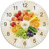 Generic Orologio da parete con frutta, fragole fresche e vibranti pesche, verde estivo, silenzioso, orologio da parete per camera da letto, ufficio, classe, studio, stanza, decorazione, 30 x 29 cm