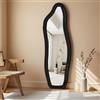 HFASD Specchio asimmetrico, 160 x 50 cm, specchio per tutto il corpo, specchio da parete, grande specchio da pavimento con supporto, specchio decorativo per camera da letto, soggiorno o spogliatoio (nero