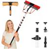 Fushabana Kit di pulizia telescopico con alimentazione acqua, 4,8 m, 50 cm | Detergente per pannelli solari e pulitore per finestre, girevole a 180°, con dispenser di sapone e lavavetri
