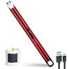 JIEYUCHU Accendino Elettrico, USB Accendino Ricaricabile con Serratura di Sicurezza, Antivento Senza Fiamma, Accendino Lungo per Candele, Campeggio, Stufe, Barbecue (A-Rosso Ghiaccio)