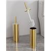 ORZ 1 confezione di scopino per WC in acciaio inox, con base di supporto, scopino semiplastico con manico lungo (oro)