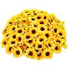 Txuolin 100 teste di fiori artificiali gialli mini girasole finti fiori decorativi in tessuto artigianale decorazioni floreali per ghirlande matrimoni, piante artificiali e fiori prodotti per la