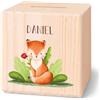 GRAVURZEILE Salvadanaio in legno - Animali della foresta - Personalizzato con nome - Regali personalizzati per ragazze e ragazzi per compleanno Comunione Inizio della scuola - Regalo per bambini -
